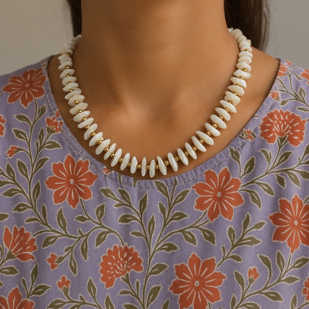 Mother of Pearl Chip Necklace 30” long
